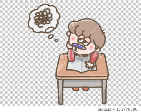 Illustration of a boy looking bored Illustration of a boy looking bored 131776300