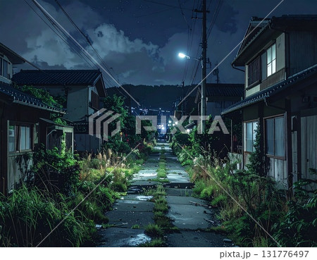 月夜の晩の寂れて朽ち果てた街とボロボロの民家4 ai生成画像 月夜の晩の寂れて朽ち果てた街とボロボロの民家4 ai生成画像 131776497