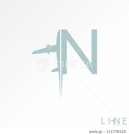 Logo design graphic concept creative premium vector stock image top sell initial N font with aviation up fly fast takeoff travel logistic aircraft jet 131776528