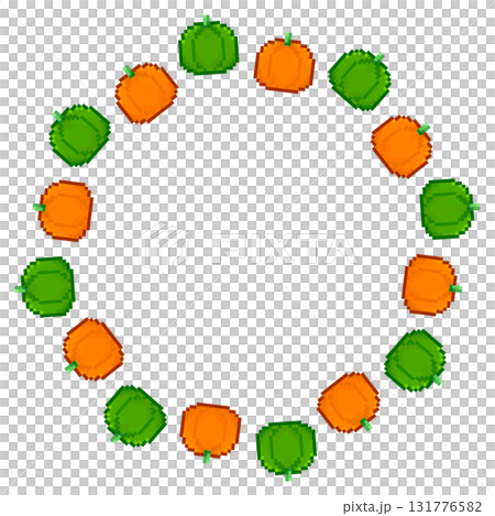 Pumpkin pixel art Halloween circle frame material / game-style Halloween background Pumpkin pixel art Halloween circle frame material / game-style Halloween background 131776582