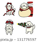 クリスマスを楽しむ犬のイラストセット 131776597