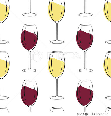 Contour Wine Glasses with Red and Wine Spots as Wine in Glass Seamless Pattern Themed Cards Backdrop Contour Wine Glasses with Red and Wine Spots as Wine in Glass Seamless Pattern Themed Cards Backdrop 131776892