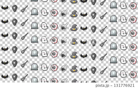 Retro game style Halloween pixel art seamless pattern 131776921