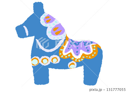 青いダーラナホースのイラスト 131777055