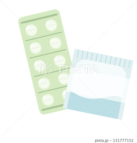 台紙付きの錠剤錠剤と粉薬のイラスト 131777152
