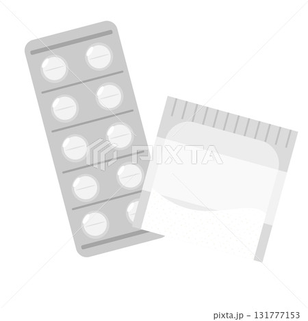 台紙付きの錠剤錠剤と粉薬のイラスト 131777153