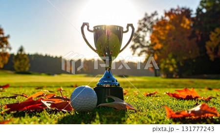 秋色に染まるゴルフ場 トロフィー 素材 16:9サイズ AI生成素材 秋色に染まるゴルフ場 トロフィー 素材 16:9サイズ AI生成素材 131777243