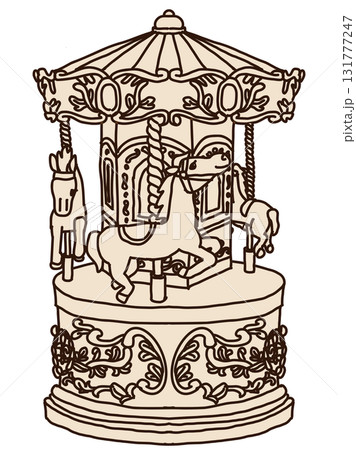 レトロなメリーゴーランドオルゴールのイラスト 131777247