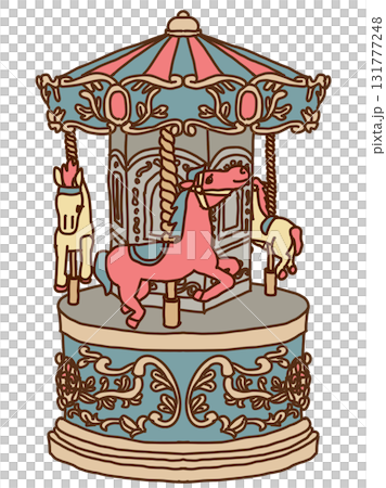 彩色旋轉木馬音樂盒的插圖 131777248