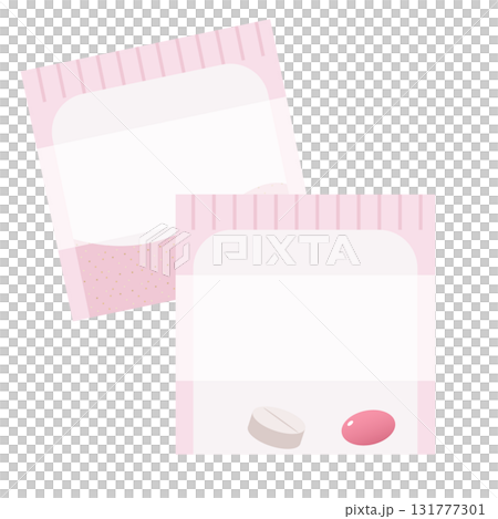 袋入りの粉薬と錠剤のイラストセット 袋入りの粉薬と錠剤のイラストセット 131777301