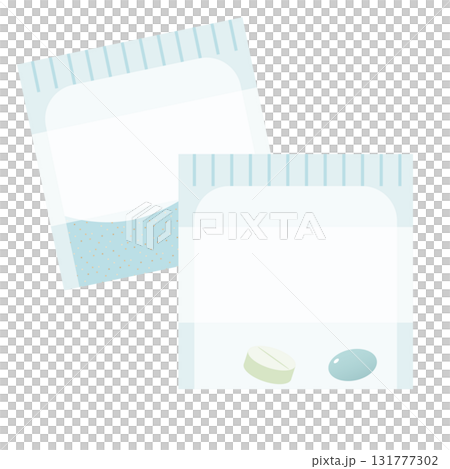 袋入りの粉薬と錠剤のイラストセット 131777302