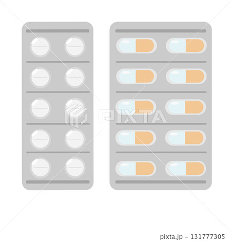 台紙付き錠剤のに種類のイラストセット 台紙付き錠剤のに種類のイラストセット 131777305