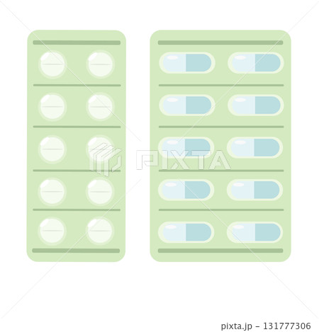 台紙付き錠剤のに種類のイラストセット 131777306