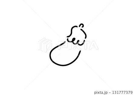 縁起物 ナスのイラスト 手描き ベクター素材 白黒 131777379
