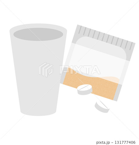 錠剤とコップのイラストセット 錠剤とコップのイラストセット 131777406