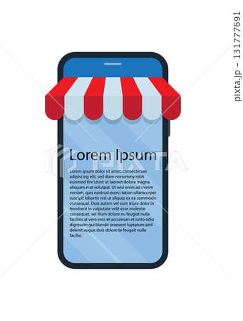 Smartphone mockup with store awning stock illustration 131777691