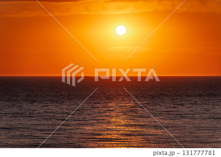 Beautiful red and orange sunrise over the sea. 131777781