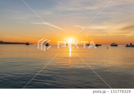 Sunrise over the sea. Panoramic seascape. 131778329