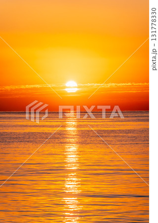 Beautiful red and orange sunrise over the sea. 131778330