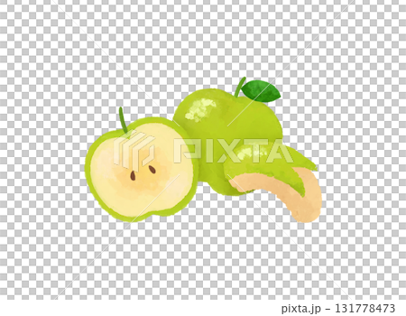 Watercolor style fruit illustration of a green apple 131778473