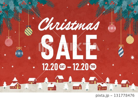 クリスマスセールの水彩イラストフレーム、クリスマス背景 131778476