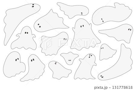 ハロウィンのシンプルなおばけパターン（透過背景） 131778618