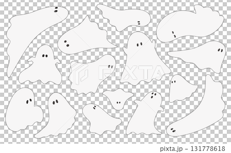 ハロウィンのシンプルなおばけパターン（透過背景） 131778618