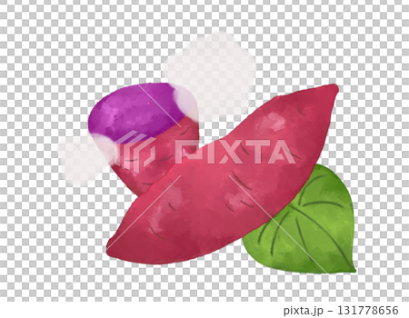 秋天的味道：蓬鬆的紫薯水彩插畫 131778656