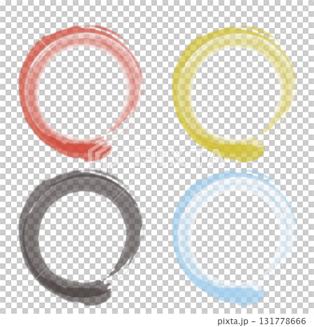 Color variation round frame | Hand-drawn brush circle 131778666