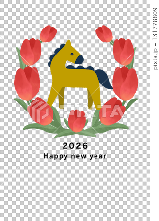 2026年新年賀卡模板 131778809