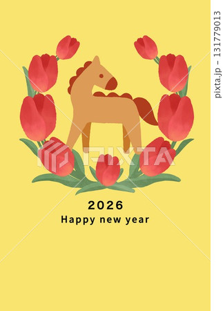 2026年 午年 年賀状テンプレート 2026年 午年 年賀状テンプレート 131779013