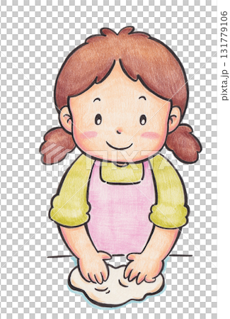 揉麵包的女孩的插圖 揉麵包的女孩的插圖 131779106