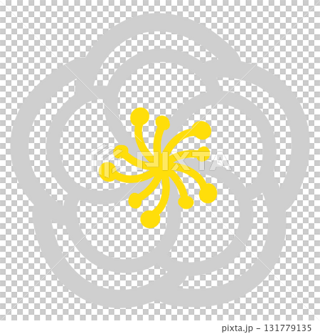 グレーのシンプルな八重の花のイラスト グレーのシンプルな八重の花のイラスト 131779135