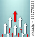 upward red arrow leading white arrows on light blue grid symbolizing leadership growth success business progress motivation and competition concept in corporate and economic development 131779223