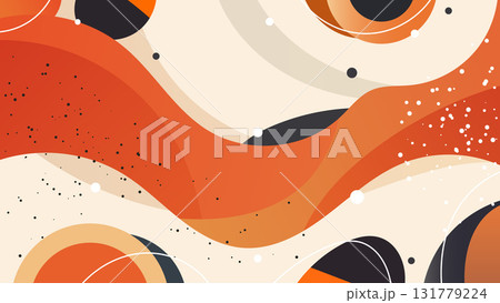 abstract retro modern background with flowing waves and circular shapes in warm orange terracotta beige tones contrasted with black minimalist organic pattern abstract retro modern background with flowing waves and circular shapes in warm orange terracotta beige tones contrasted with black minimalist organic pattern 131779224