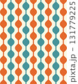 retro geometric pattern background with orange and teal ovals on cream, 1960s 1970s midcentury modern abstract design for textile wallpaper or decorative print stylish pattern art 131779225