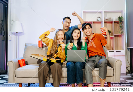 Celebrate friendship with delicious food, drinks, and cheerful moments indoors perfect 131779241