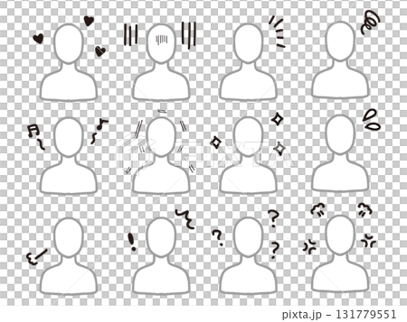 Set of silhouettes of people with various emotions (upper body) Set of silhouettes of people with various emotions (upper body) 131779551