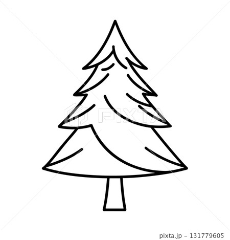 Simple Black Silhouette Christmas Tree Vector Graphic for Festive Design 131779605