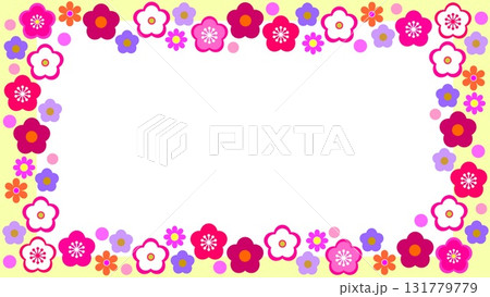 梅の花　フレーム　ホワイトスペース　 131779779