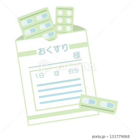 薬袋と錠剤のイラストセット 薬袋と錠剤のイラストセット 131779868