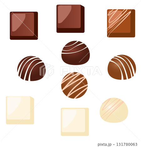 シンプルなチョコレートアソートのイラストセット 131780063