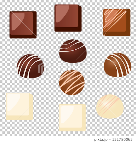 シンプルなチョコレートアソートのイラストセット 131780063