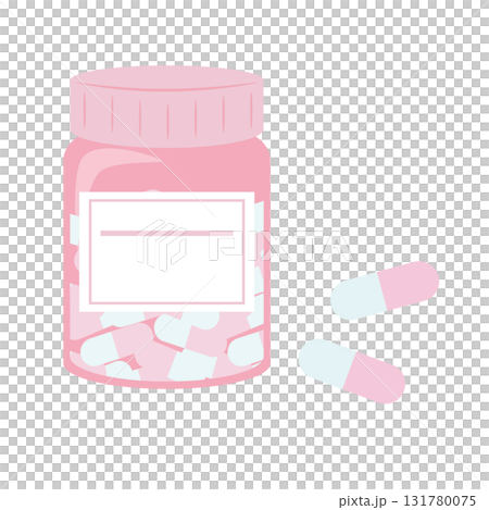 瓶入りの市販薬のイラスト 131780075
