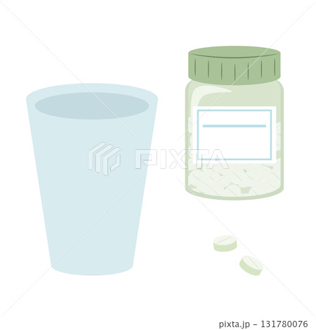 瓶入りの市販薬のイラスト 131780076