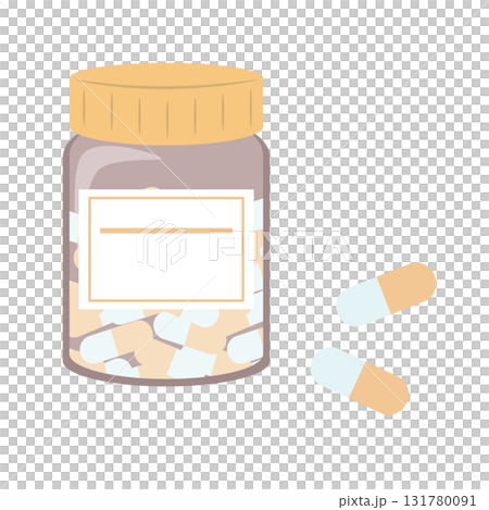 瓶入りの市販薬のイラスト 131780091