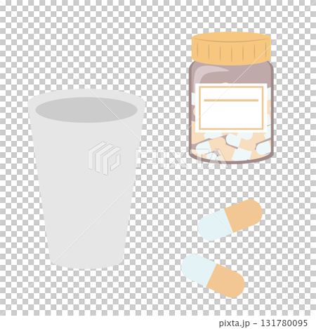 瓶入りの市販薬のイラスト 131780095
