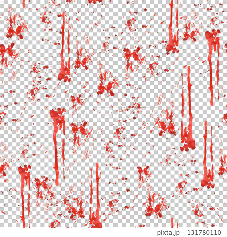 Blood splatters and stains seamless pattern. Red blots of watercolor illustration isolated from background Realistic bloody splatters for Halloween Drop for blood concept. Design for fabric, packaging 131780110