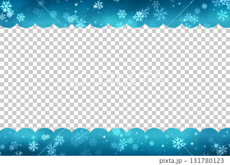 Dark light blue snowflake background and falling snow winter frame 131780123