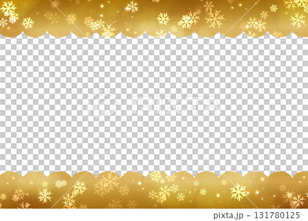 Dark yellow snowflake background and falling snow winter frame 131780125